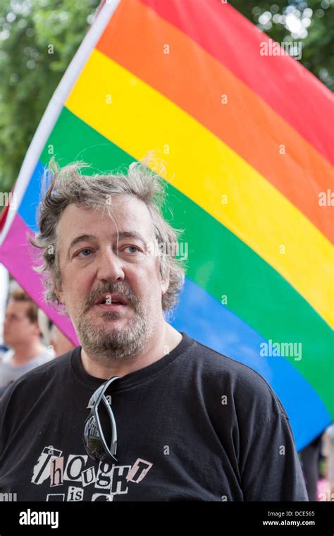 Actor Stephen Fry At The Protest Against Anti Gay Laws In Russia Stock Photo Alamy