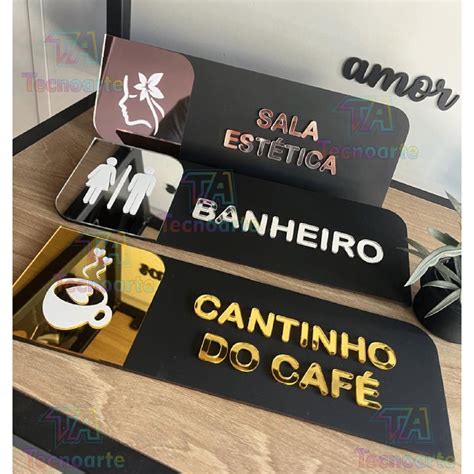 Placa Identificação de Porta Em MDF PRETO ACRILICO espelhado