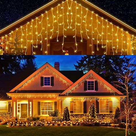 Christmas Lights Outdoor Tuyoma Leds M Ft Warm Yellow Icicle