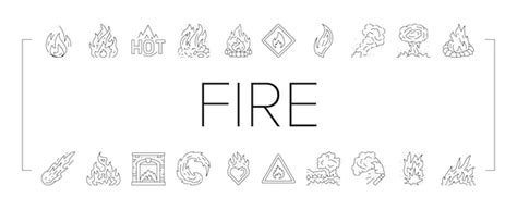Premium Vector Flame Hot Fire Burn Bonfire Heat Icons Set Vector