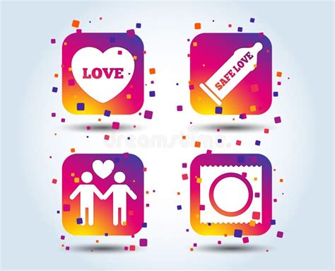 Iconos Del Sexo Seguro Del Cond N Muestra Gay De Los Pares De Los Amantes Vector Ilustraci N Del