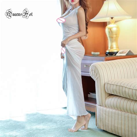 Sexy Erotic Hot Plunge V Neck Lace Halter Backless Floor Long Maxi Dress Robe Babydoll