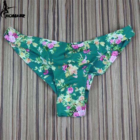Swimwear Women Bikini Bottom Print Floral Brazilian Thong Swimsuit Classic Cut Bottoms Biquini