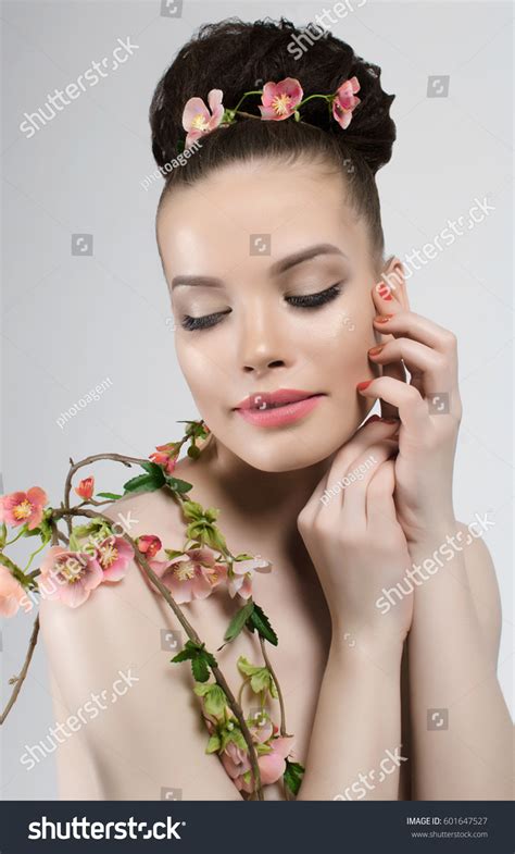 Sexy Nude Beautiful Woman Flowersfashion Art Stock Photo Shutterstock