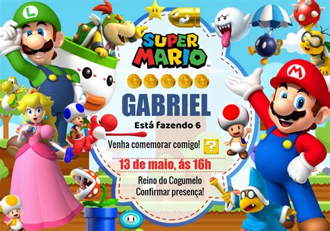 Fazer Convite Online Convite Digital Convite Super Mario Para Editar