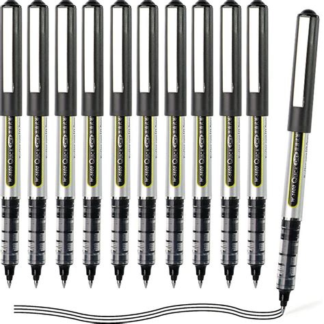 Caneta De Gel Preta - 3/6pcs Caneta de Gel Líquida Reta Preta 0,5mm Carbono Secagem Rápida ...