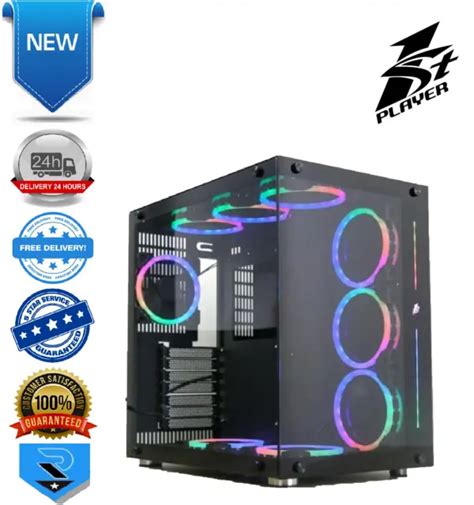 1ST PLAYER STEAMPUNK SP8 Gaming Black Mid Tower Tempered Glass Case No ...