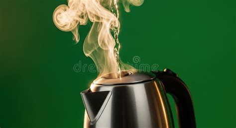 Stainless Steel Electric Kettle Pouring Hot Water Billowing Steam