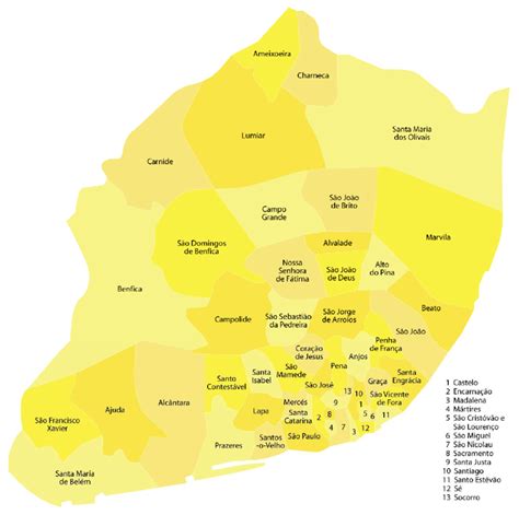 Mapa Das Freguesias Antigas De Lisboa