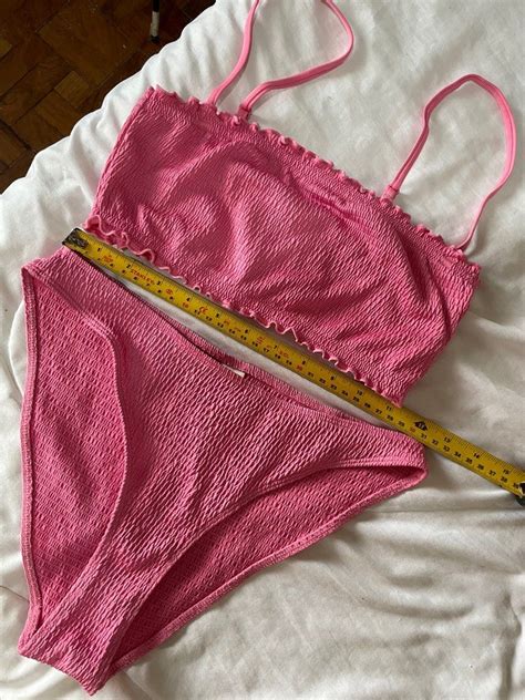 Monki Pink Swimsuit Bikini Women S Fashion Swimwear Bikinis Swimsuits On Carousell