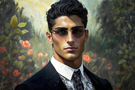 Premium Photo A Painting Of A Man With Sunglasses