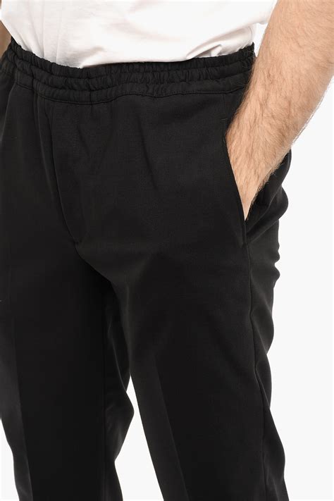 Neil Barrett Low Waist Virgin Wool Blend Loose Fit Casual Pants Men