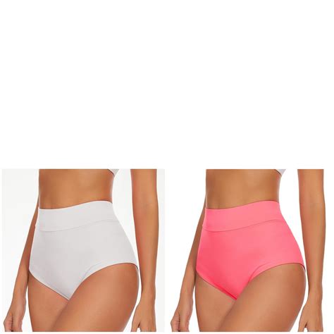 Wijhcboe 2 Pack Women High Waist Yoga Booty Shorts V Back Bikini Bottoms Swim Briefs Beach