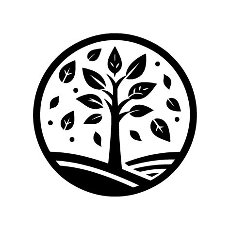 Minimalist black and white of a tree within a circle, showcasing nature