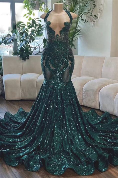 Luxury Prom Dresses, Halter Prom Dresses, Robes De Soiree Femme, Forest