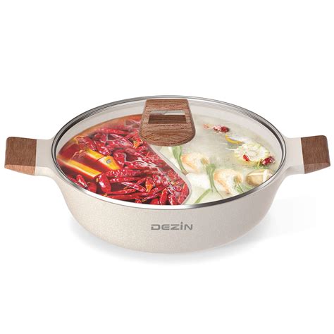 Buy Dezin Qt Double Flavor Shabu Shabu Pot With Divider Dual Sided Nonstick Hot Pot Inch