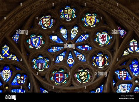 St Albans Abbey Stained Glass Windows Stock Photo - Alamy