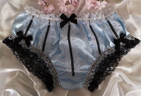 Baby Blue Bikini Style Panties Lacy Sissy Knickers Ribbonlacebows Made To Order Medium