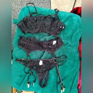 Lilosy Intimates Sleepwear New Lilosy Sexy Floral Lace Sheer Petite Black Piece Lingerie