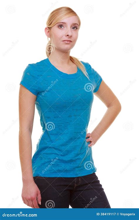 Tudiante De Sourire Blonde Occasionnelle De Fille De Portrait D Isolement Universit D