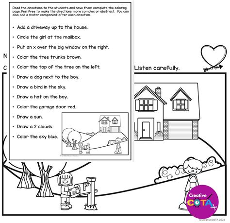 Free valentine following directions worksheet, Download Free valentine following directions