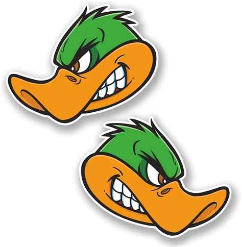 2 X 10cm Angry Duck Vinyl Sticker Decal Helmet Laptop Car Motorbike