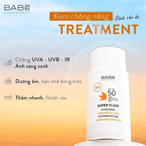 Kem chống nắng BABE Super Fluid Sunscreen Hyaluronic Acid SPF 50 Dr Da liễu của bạn