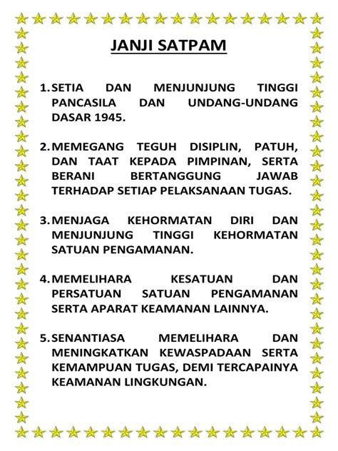 janji satpam beserta prinsip penuntun  kode etiknya dealls