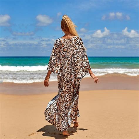 Cheap 2022 Sexy Zebra Striped Bikini Cover Ups Casual V Neck Side Split Summer Beach Dress Women