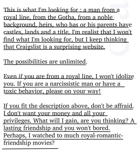 These are realistic standard for dating on Craigslist : r/ChoosingBeggars