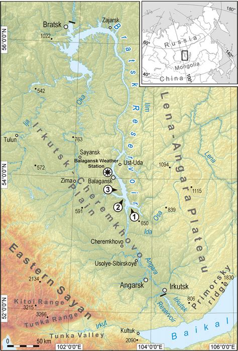 location  bratsk reservoir digital elevation model based  data  scientific diagram
