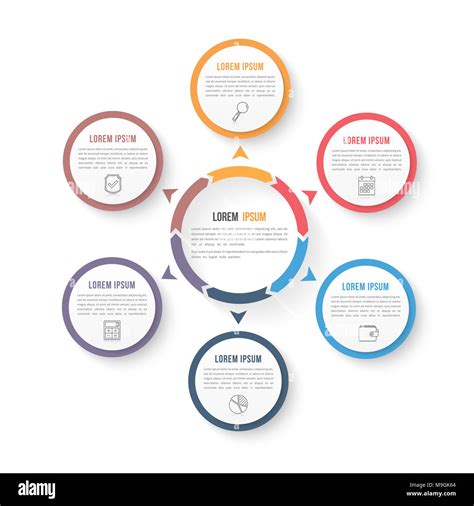 Infographie Cercle Mod Le Six L Ments Tapes Ou Options Ou De Flux