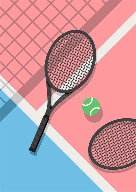Cute Pastel Colors Concept Tennis Rackets And Tennis Balls On Court