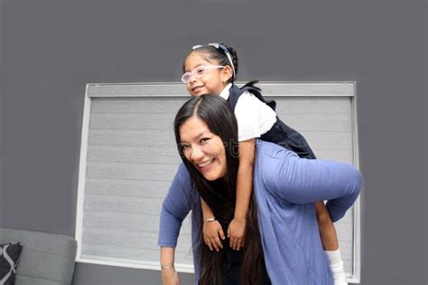 Divorced Single Mom And Year Old Daughter In Uniform Latina Brunette Girls Play Have Fun