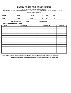 Fillable Online Equine Expo Entry Form Thecrawfordcountyfair Fax