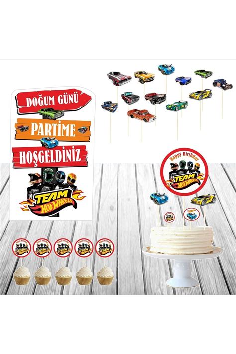 SİYAH PARTİ EVİ Hot Wheels Doğum Günü Masa Maketi Pasta Süsü Seti Fiyatı Yorumları Trendyol