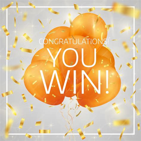 Premium Vector | Balloons with confetti and text congratulations you