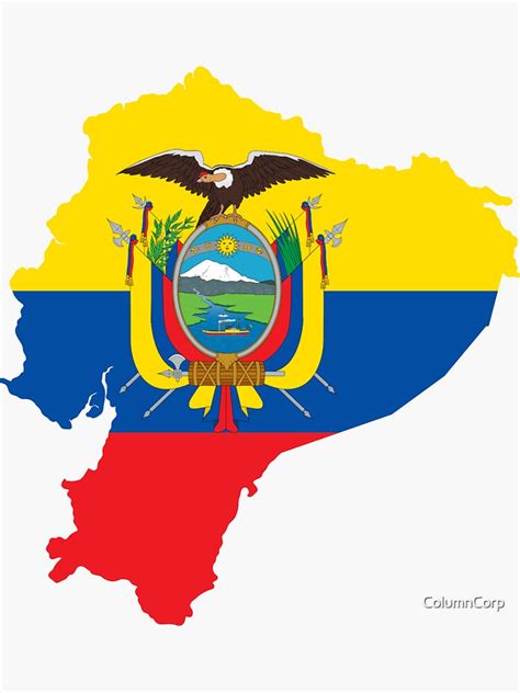 Pegatina Bandera Ecuatoriana En Forma De Ecuador De Columncorp