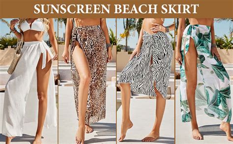 Damen Sarong Pareo für Strandurlaub Lange Strandkleid Sommer Bikini Cover Up Chiffon Badeanzug