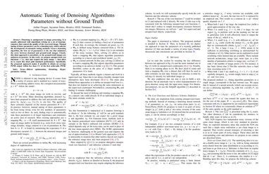 Automatic Tuning of Denoising Algorithms Parameters Without Ground ...