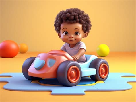 Portrait en 3D d un adorable garçon de dessin animé Image générée à