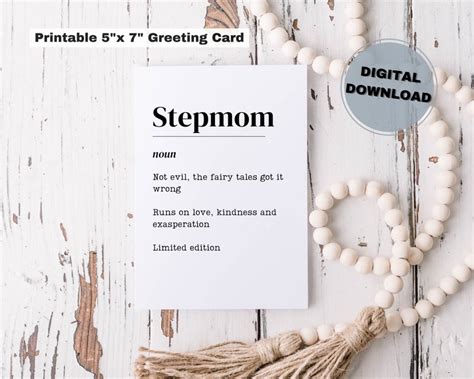 Printable Mothers Day Card Stepmom Definition Card For Stepmom For