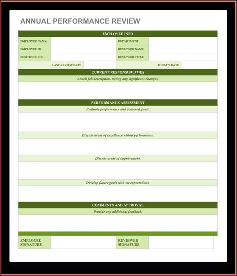 employee performance evaluation template excel template  resume