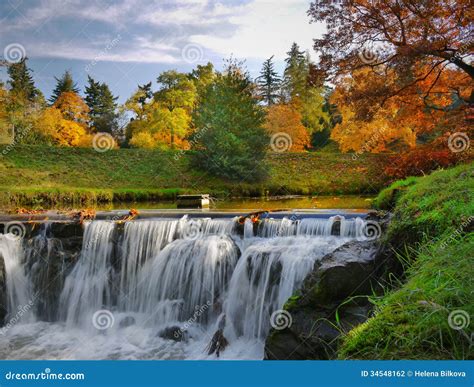 Autumn Scenery Waterfalls Park Landscape Stock Photography - Image ...