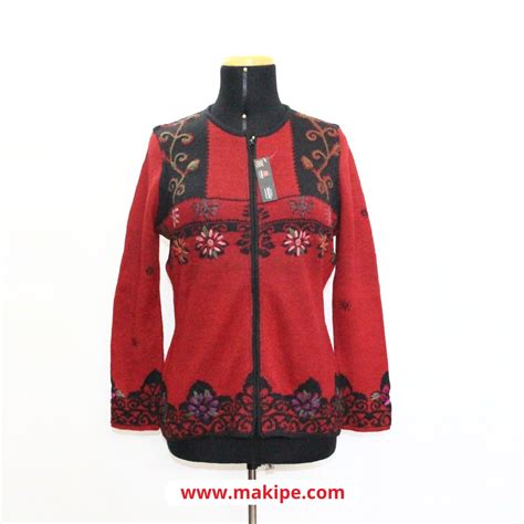 Makipe 🧣 Chompa Roja Bordada 🌺 Linda Y Abrigadora