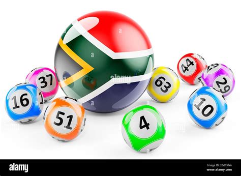 Lotto Balls With South African Flag Lottery In South Africa Concept