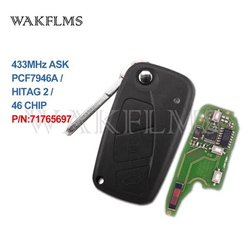 3Buttons 433MHz PCF7946A ID46 Flip Remote Car Key FOB For Fiat Fiorino