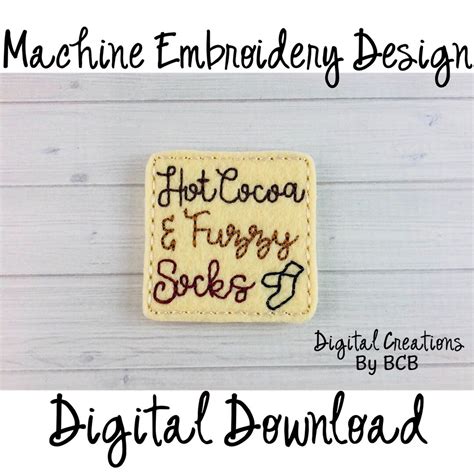 Hot Cocoa Fuzzy Socks Feltie Machine Embroidery Design Digital