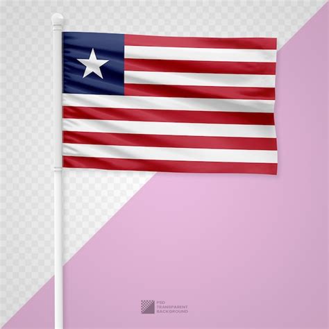 Agitando La Bandera De Liberia En Un Poste De Metal Blanco Aislado