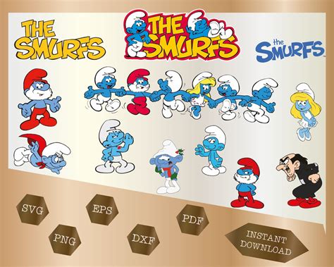 Smurfs Svg Bundle Smurfs Characters Stickers Papa Smurf Svg Etsy